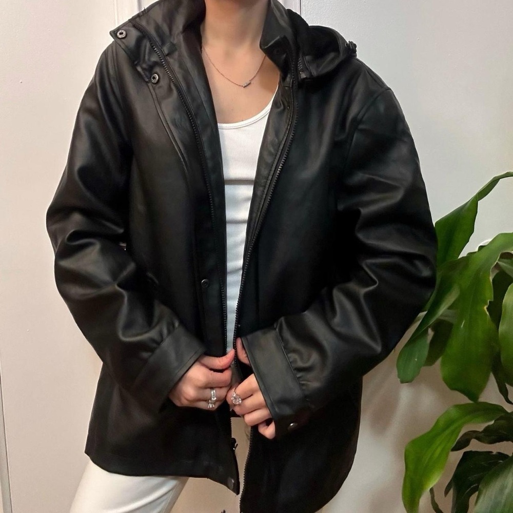 NWT F Collections Vegan Leather Jacket Black Size Medium - Picture 5 of 8